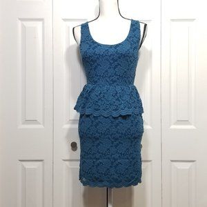 Pins & Needles Blue Lace Peplum Dress (9-062)